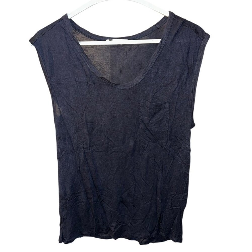 Alexander Wang navy blue tissue jersey knit sleeveless top M